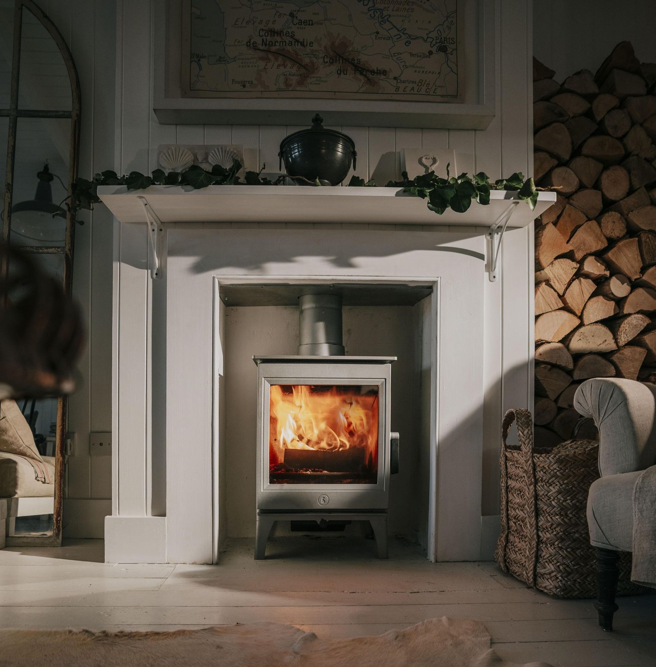 wood burning stove fireplace